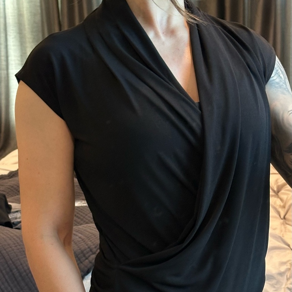 New York & Company Black Drape Blouse